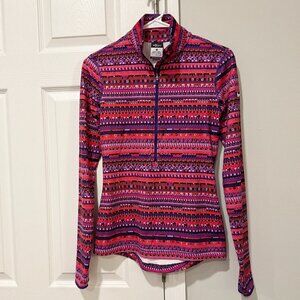 Nike Pro Dri-Fit Running Shirt Half Zip Aztec Purple Red Black Womens Size Small